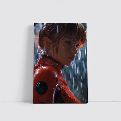 Anime Girl Red Suit Rainy Night