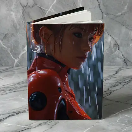 Anime Girl Red Suit Rainy Night