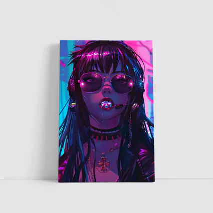 Cyberpunk Anime Girl Neon City Night