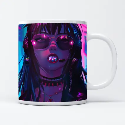 Cyberpunk Anime Girl Neon City Night