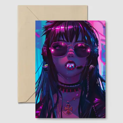 Cyberpunk Anime Girl Neon City Night