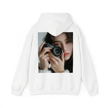 Young Woman Holding Camera White Background