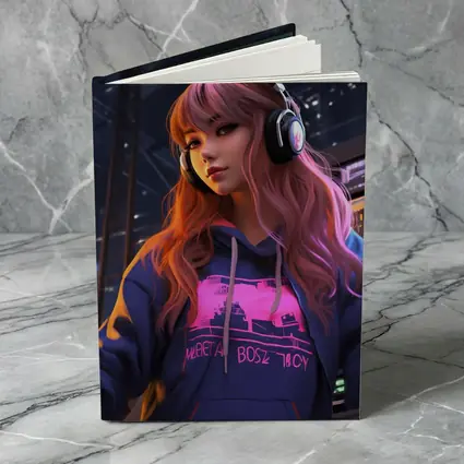 Anime Girl Headphones Neon City Night