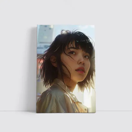 Young Asian Woman Urban City Sunlight Portrait