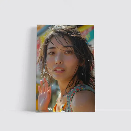 Young Asian Woman Colorful Summer Background