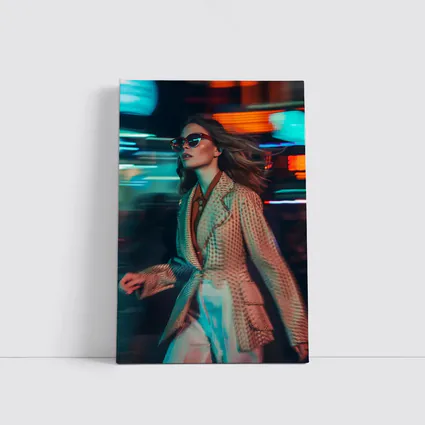 Woman Fashion Neon City Night Lights