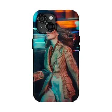 Woman Fashion Neon City Night Lights