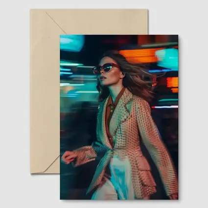 Woman Fashion Neon City Night Lights