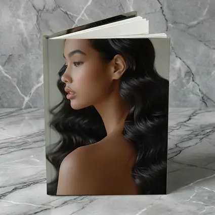 Young Woman Long Black Wavy Hair Portrait