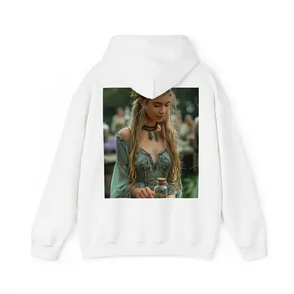 Boho Forest Girl Holding Herb Potion Bottle