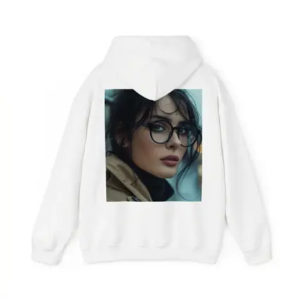 Dark Haired Woman Glasses City Background