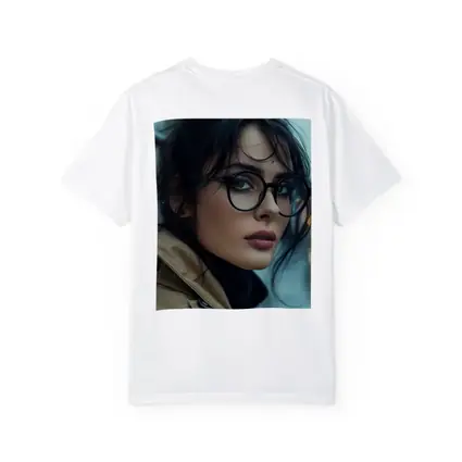 Dark Haired Woman Glasses City Background