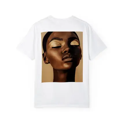 Golden Eyes Black Woman Portrait Beige Background
