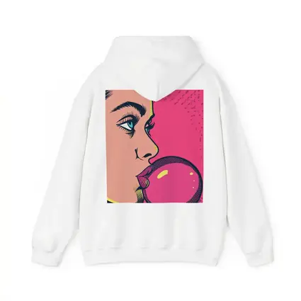 Pop Art Woman Blowing Pink Bubble Gum