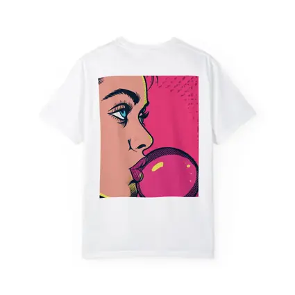 Pop Art Woman Blowing Pink Bubble Gum