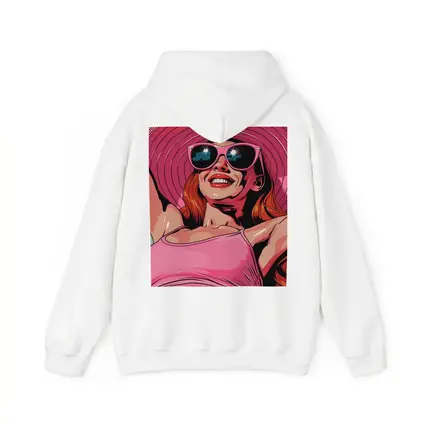 Smiling Woman Pink Hat Sunglasses Pop Art