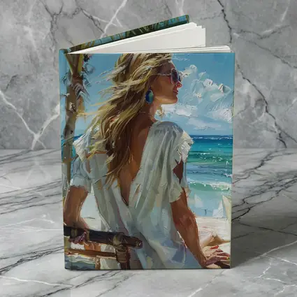 Blonde Woman Oil Painting Tropical Beach