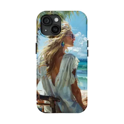 Blonde Woman Oil Painting Tropical Beach