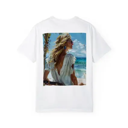 Blonde Woman Oil Painting Tropical Beach