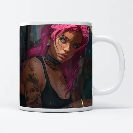 Pink Hair Tattooed Woman Urban Street Art