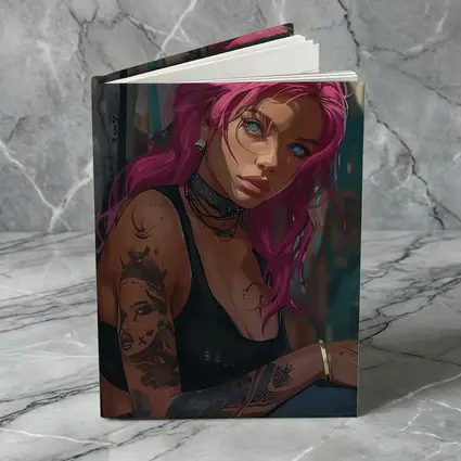 Pink Hair Tattooed Woman Urban Street Art