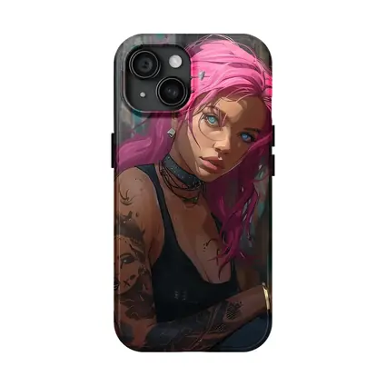 Pink Hair Tattooed Woman Urban Street Art