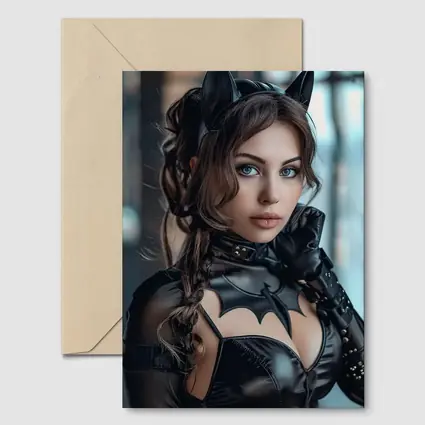 Catwoman Cosplay Girl Blue Eyes Portrait