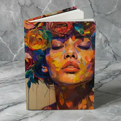Woman Face Colorful Roses Floral Oil Painting