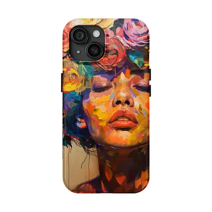 Woman Face Colorful Roses Floral Oil Painting