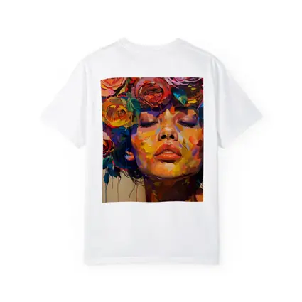 Woman Face Colorful Roses Floral Oil Painting