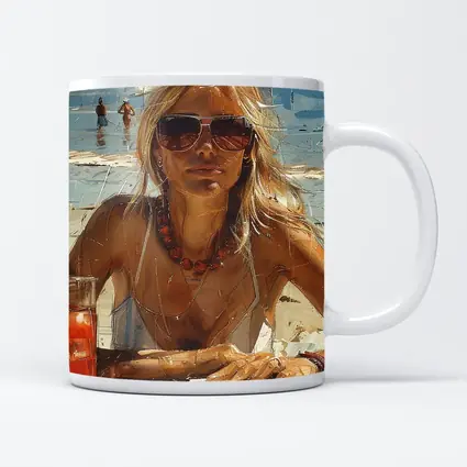 Blonde Woman Beach Summer Oil Painting Art