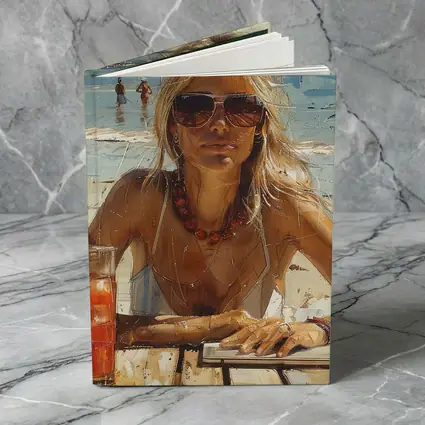 Blonde Woman Beach Summer Oil Painting Art