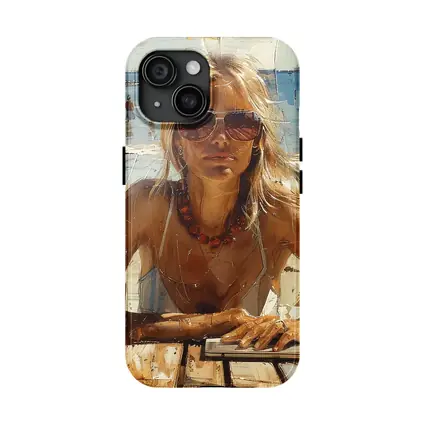 Blonde Woman Beach Summer Oil Painting Art