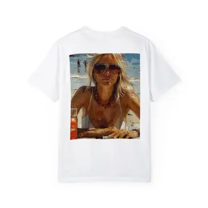 Blonde Woman Beach Summer Oil Painting Art