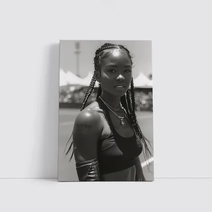 Black and White Portrait Athletic Woman Outdoors