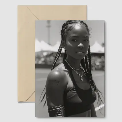 Black and White Portrait Athletic Woman Outdoors