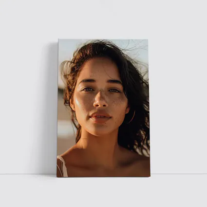 Young Woman Portrait Golden Hour Beach