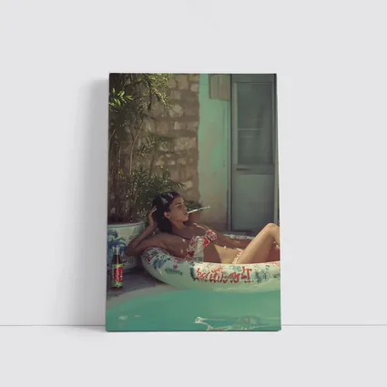 Woman Relaxing in Pool Float Summer