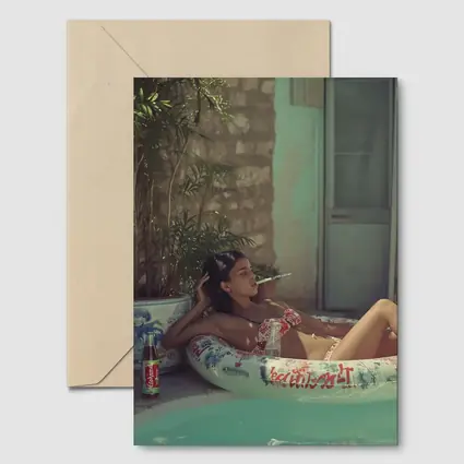 Woman Relaxing in Pool Float Summer