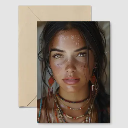 Boho Woman Portrait With Tribal Jewelry