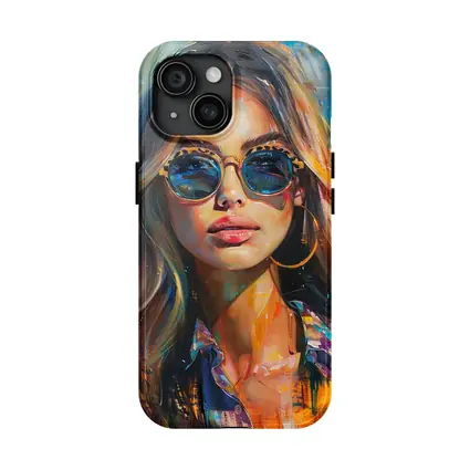 Woman With Sunglasses Colorful Oil Painting Art