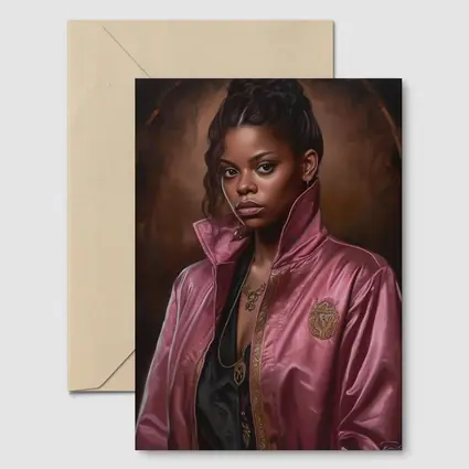Young Woman Pink Satin Jacket Portrait Art