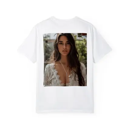 Young Woman White Lace Top Greenhouse Setting