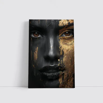 Black Gold Face Paint Woman Portrait Art