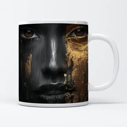 Black Gold Face Paint Woman Portrait Art