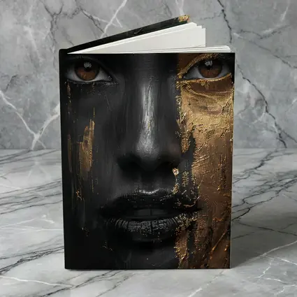 Black Gold Face Paint Woman Portrait Art