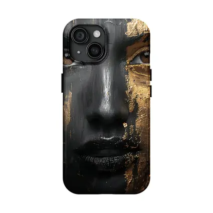 Black Gold Face Paint Woman Portrait Art