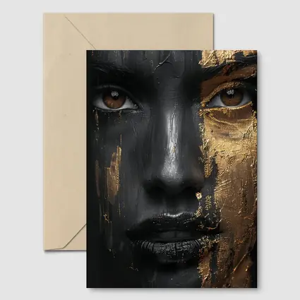 Black Gold Face Paint Woman Portrait Art