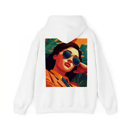 Stylish Woman Sunglasses Tropical Leaves Pop Art