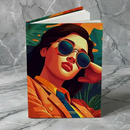 Stylish Woman Sunglasses Tropical Leaves Pop Art